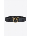 Pinko 1H2122Y87E Z99Q LOVE RUFFLE BELT H4 NERO-ANTIQUE GOLD