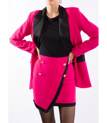 RICCARDO FRANZESE SRL LE VOLIERE S473 GONNA ASIMMETRICA FUCSIA CON PROFILI NERI