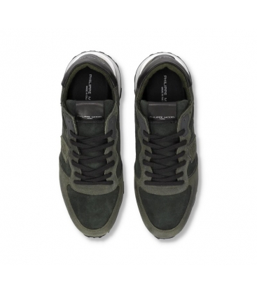 Philippe Model Uomo Sneakers Tropez Haute TKLU DF02 Verde Militare Bianco